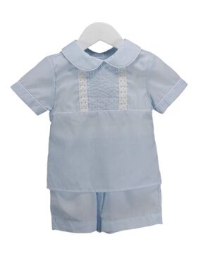 Baby Blessings/Posh tots: LIGHT BLUE LITTLE LACE BOY SET